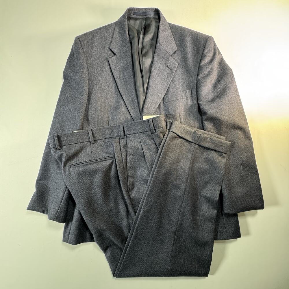 Alexandre London Savile Row Pure Wool 2-Pc Suit Gray Mens 44R Pants 36x31